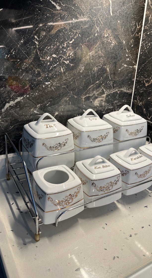 Beyaz Seramik Mutfak Baharat Takımı - Görsel 2