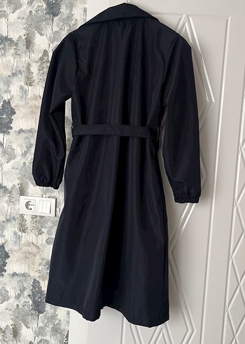 Lacivert Drapeli Kadın Trençkot - Görsel 5