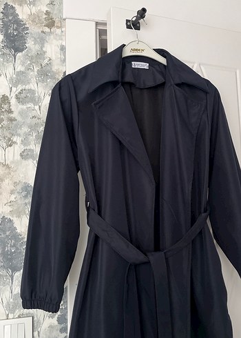 Lacivert Drapeli Kadın Trençkot - Görsel 3