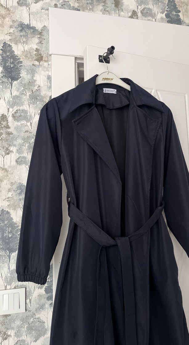 Lacivert Drapeli Kadın Trençkot - Görsel 3