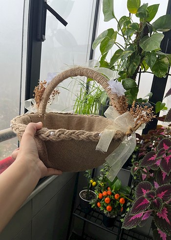 Bej Hasır Sepet Çift Set - Görsel 4