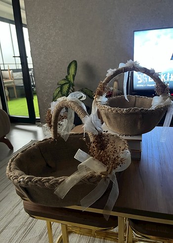 Bej Hasır Sepet Çift Set - Görsel 10