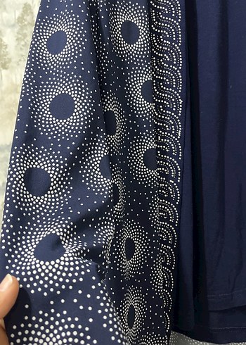 Mavi Desenli Uzun Bohem Kimono İkili takım - Görsel 2