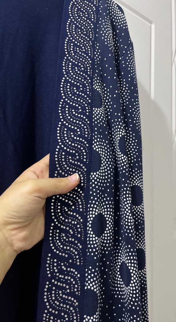 Mavi Desenli Uzun Bohem Kimono İkili takım - Görsel 3