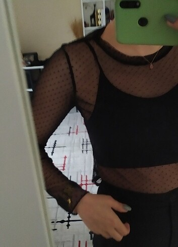 Siyah dantelli crop