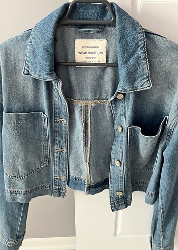 Düğmeli Gri Kadın Denim Ceket