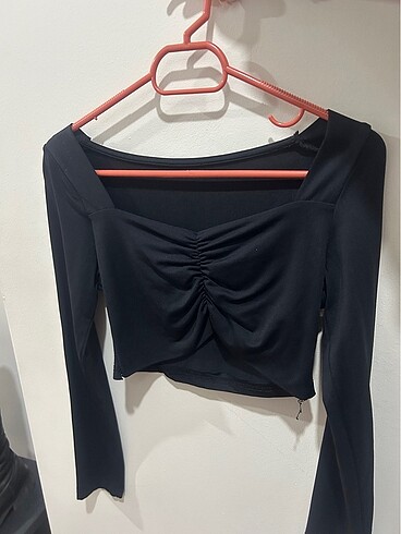 BSL FASHION Kalp yaka crop