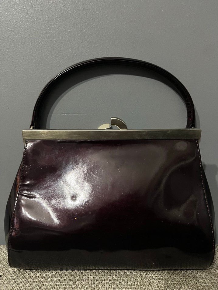 Mürdüm vişne  çürüğü görünümlü 
Deri Tokalı Kadın Çanta - Görsel 2