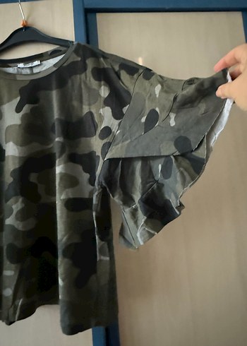 Zara Kamuflaj Desenli Salaş Tişört - Görsel 6