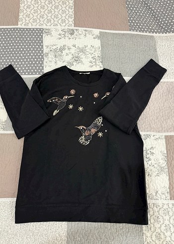 Payet İşlemeli Siyah Viskon Kadın Bluz - Görsel 4