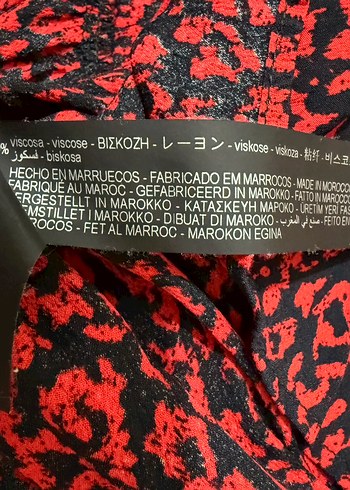 Zara Uzun Kollu Kırmızı Desenli Elbise - Görsel 6