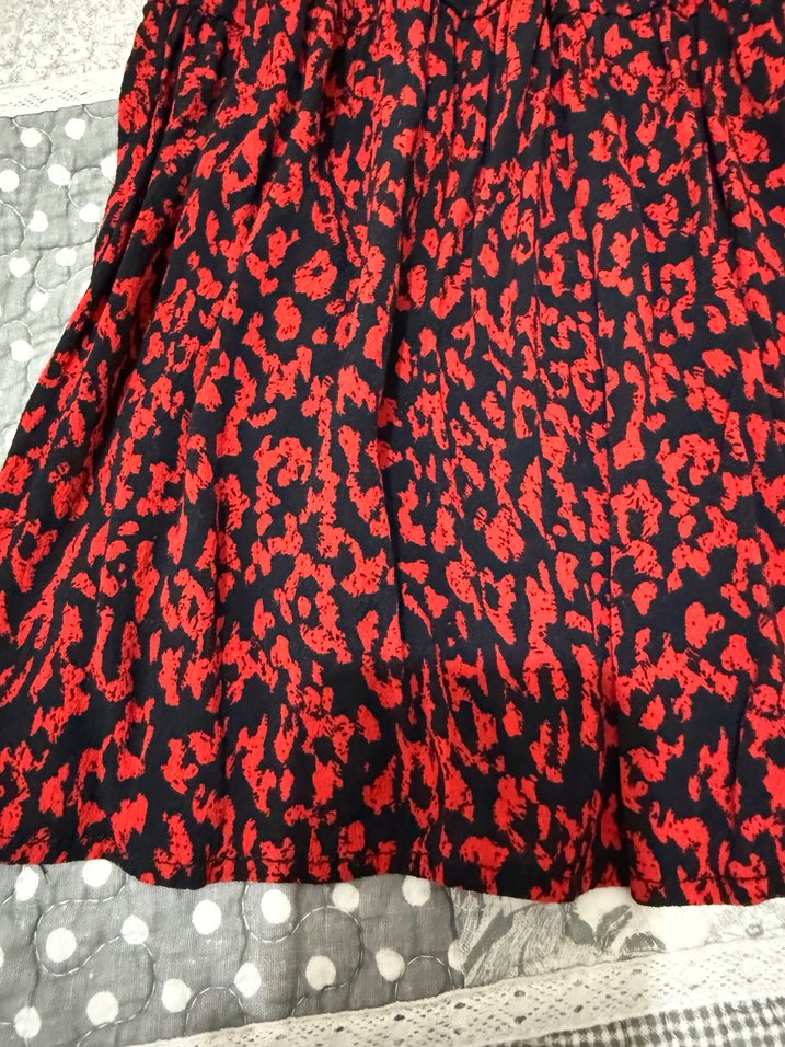 Zara Uzun Kollu Kırmızı Desenli Elbise - Görsel 2