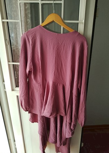 46 Beden pembe Renk Pembe Uzun Kollu Salaş ikili takım