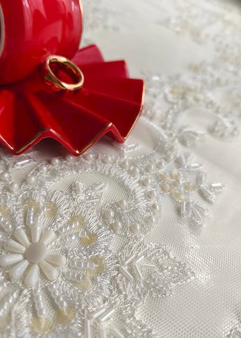 Kırmızı ve Siyah Fırfırlı Seramik Fincan Seti - Görsel 2