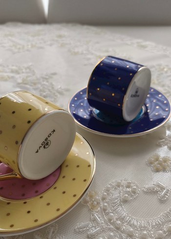 Lacivert ve Sarı Noktalı Kahve Fincanları - Görsel 2