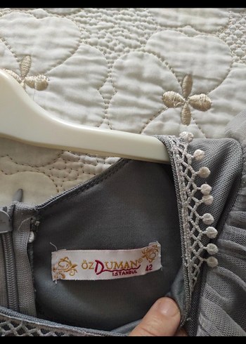 Gri Uzun Kollu Fırfırlı Bohem Elbise - Görsel 3