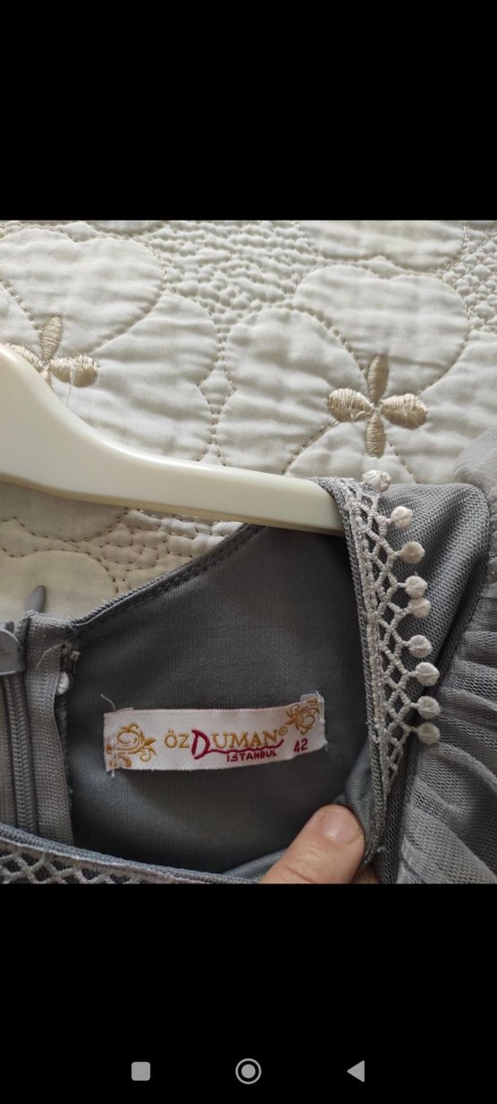 Gri Uzun Kollu Fırfırlı Bohem Elbise - Görsel 3