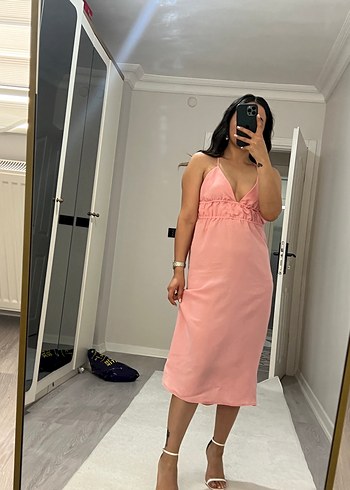 Zara Pembe Midi Elbise
