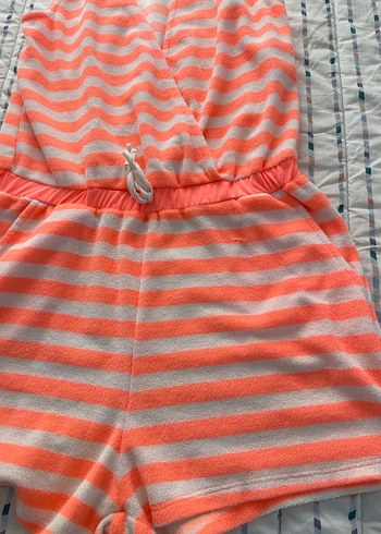 Pembe Çizgili Örme Kadın Tulum - Görsel 6