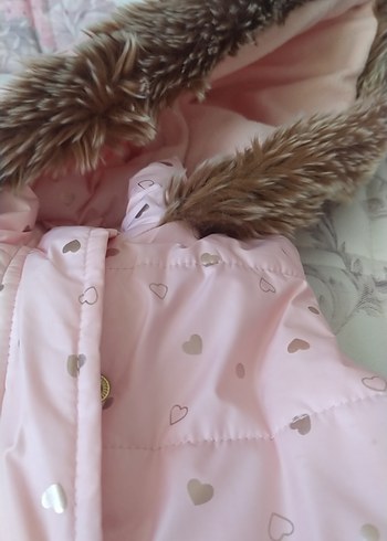 Kızlar için Pembe Kürklü Nakışlı Mont - Görsel 2