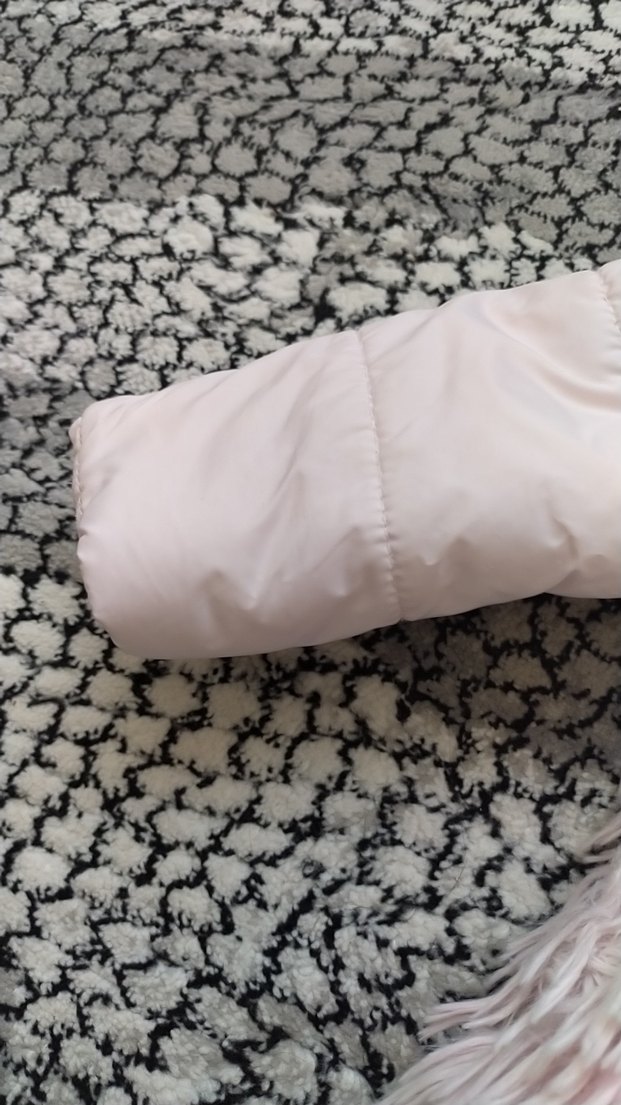 Kız Çocuk Pembe Kapüşonlu Kürk Detaylı Mont - Görsel 3