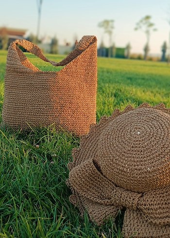 Örgü Bohem Tarzı Kahverengi Kol Çantası