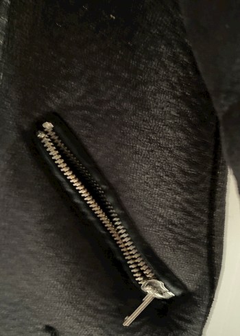 Siyah Kürklü Deri Biker Ceket - Görsel 3