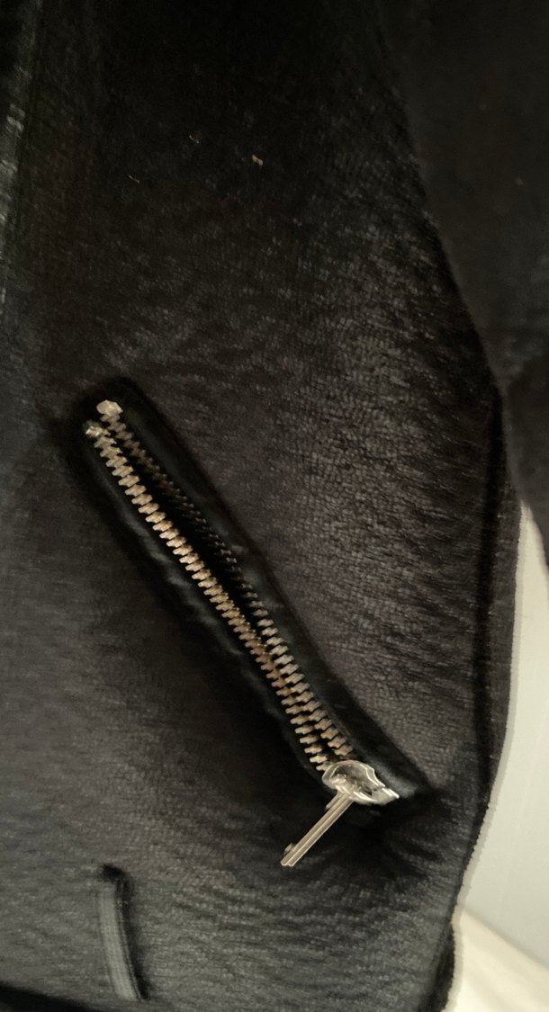 Siyah Kürklü Deri Biker Ceket - Görsel 3