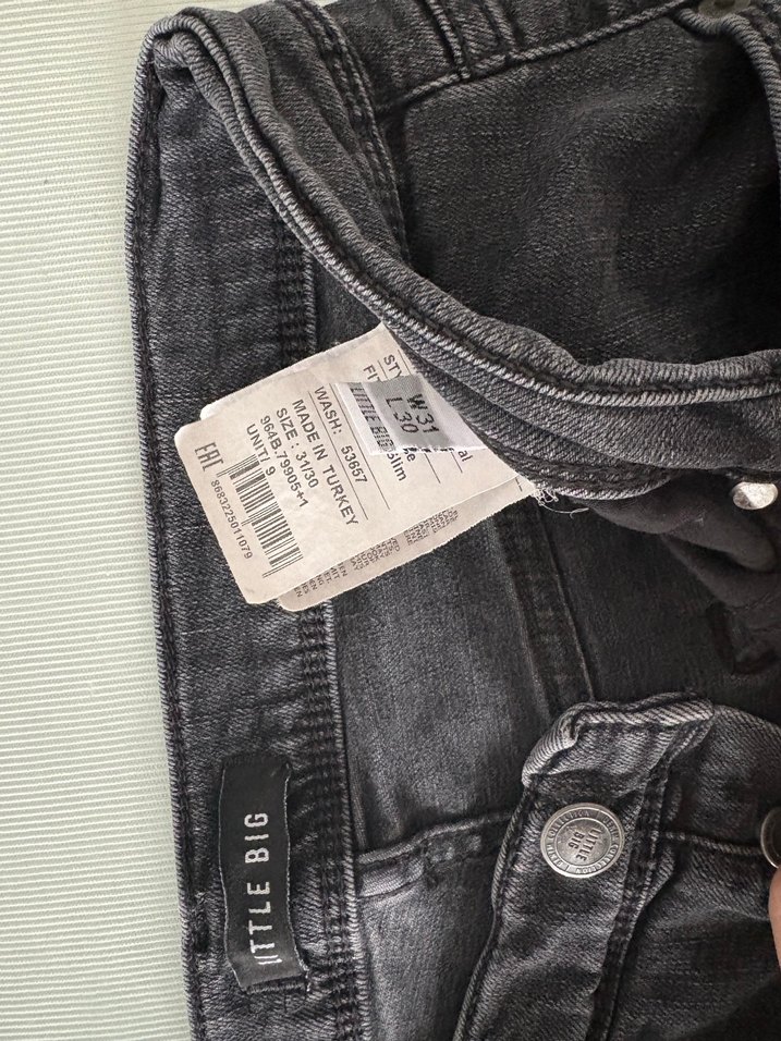 Siyah Gri Erkek Denim Jean Pantolon - Görsel 2