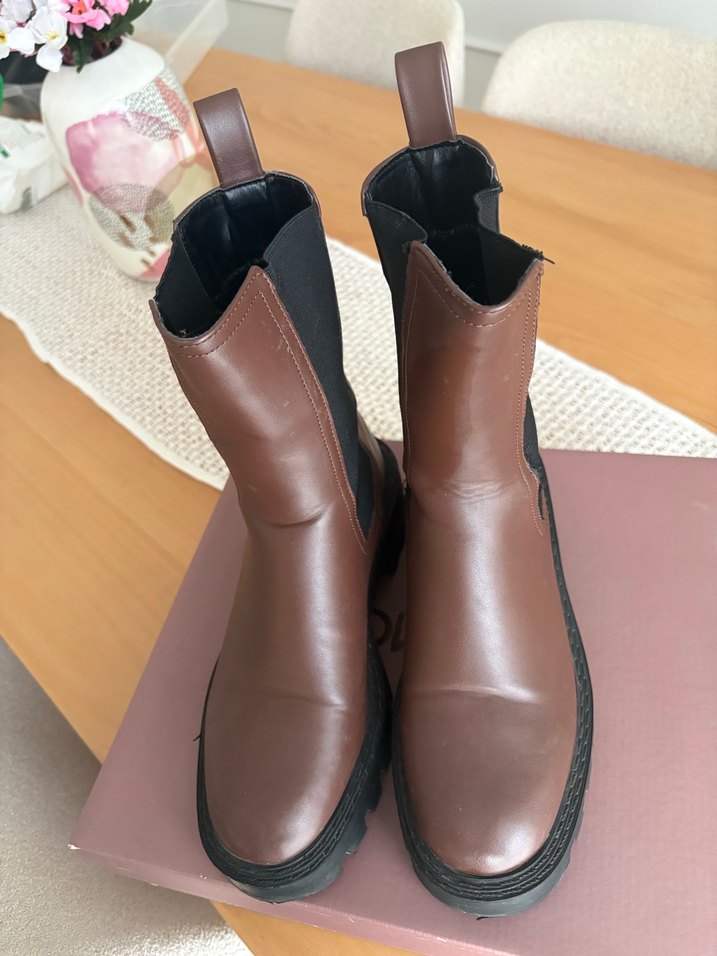 Kahverengi Deri Platform  Kadın Bot - Görsel 4