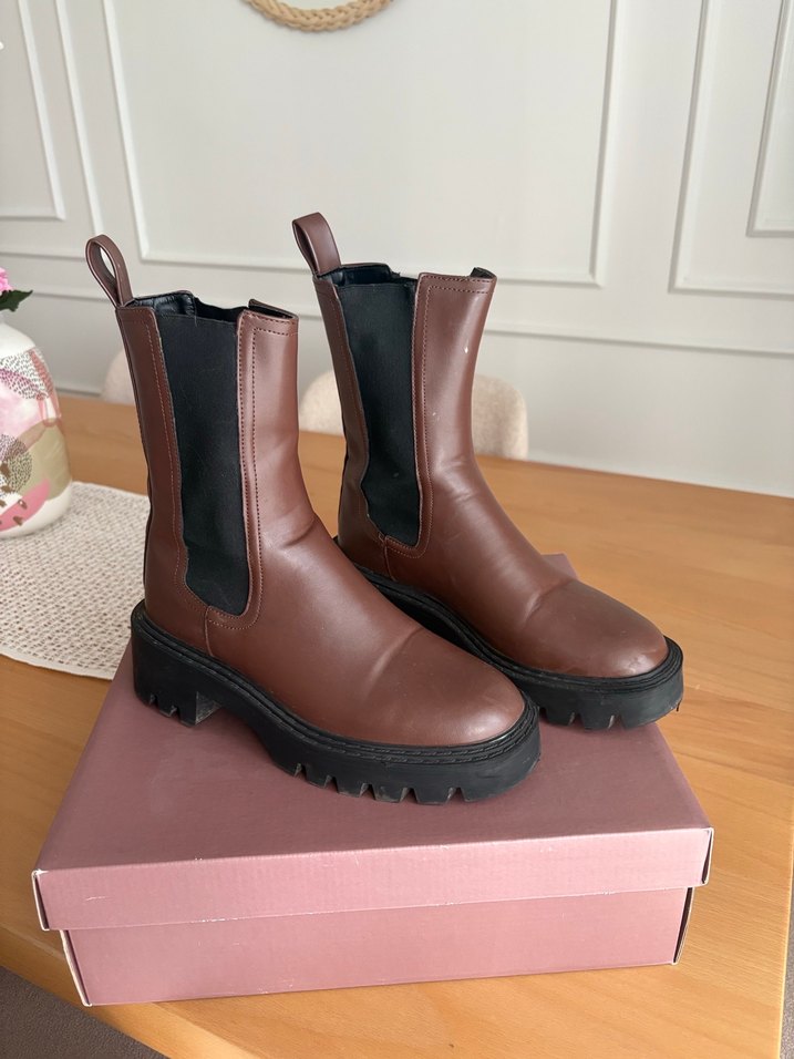 Kahverengi Deri Platform  Kadın Bot - Görsel 2