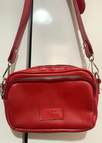 Kırmızı Deri Kadın Çapraz Çanta - Görsel 2