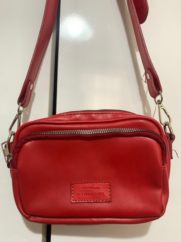 Kırmızı Deri Kadın Çapraz Çanta - Görsel 2