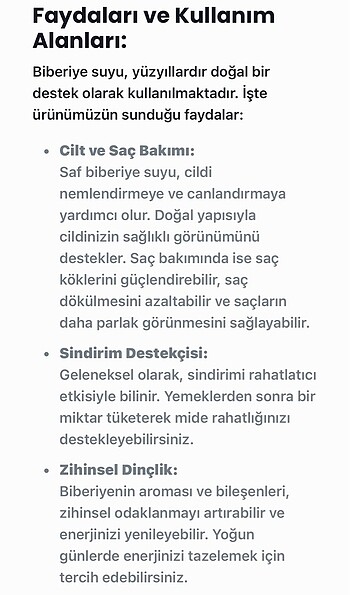 Beden Saf biberiye suyu
