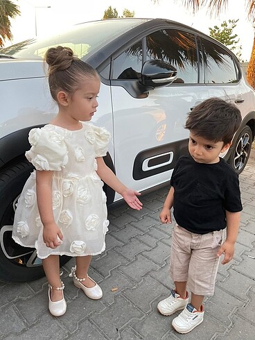 24-36 Ay Beden beyaz Renk Kız çocuk elbise