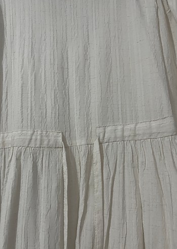 Kadın Beyaz Uzun Keten Elbise - Görsel 2