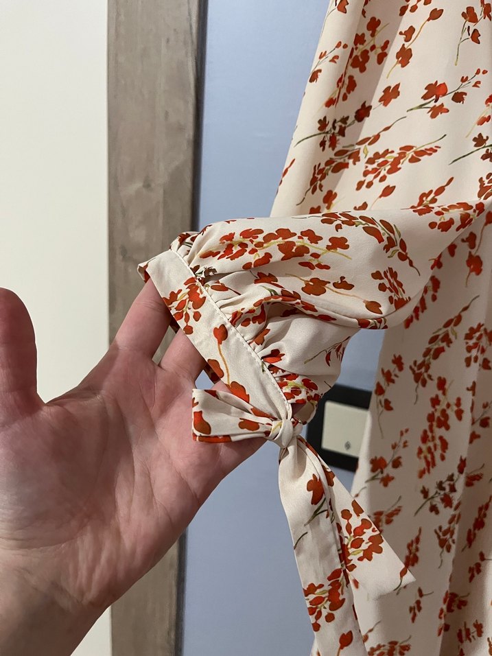 Bej Bohem Uzun Kollu Salaş Elbise - Görsel 2