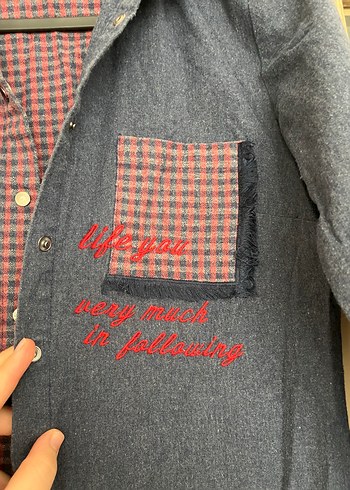 Bordo Gri Denim Kadın Gömlek Elbise - Görsel 2