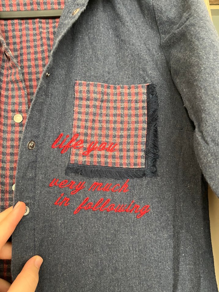 Bordo Gri Denim Kadın Gömlek Elbise - Görsel 2