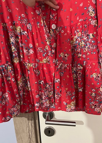 Kırmızı Uzun Bohem Kadın tunik - Görsel 2