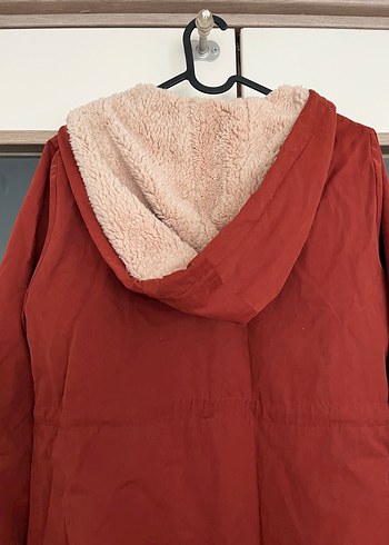 Koyu Kırmızı Uzun Düğmeli Hamile Kabanı - Görsel 4