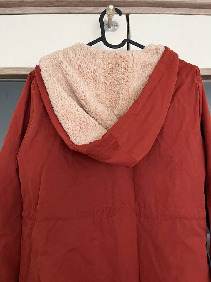 Koyu Kırmızı Uzun Düğmeli Hamile Kabanı - Görsel 4