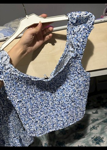 Koton Mavi Bağlama Desenli Mini Etek