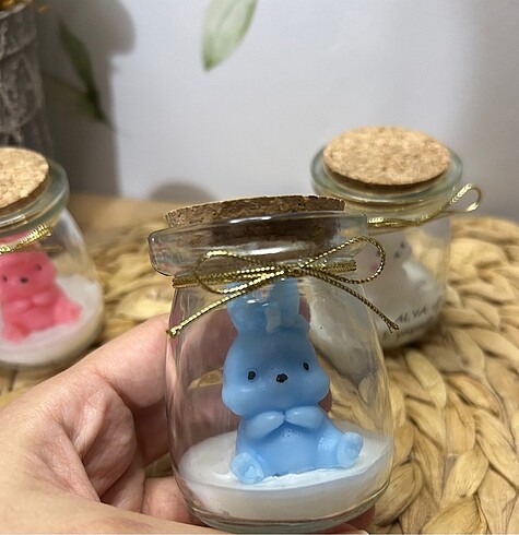  Beden Renk Cam kavanoz içinde tavşan mum