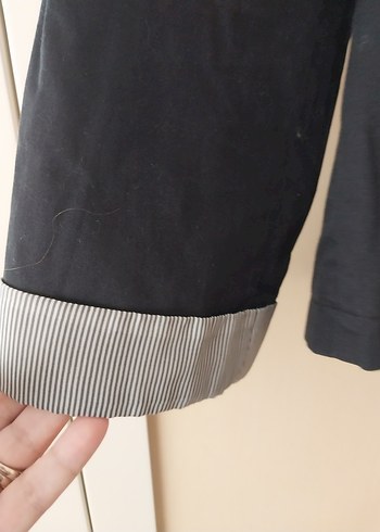 42 Beden Düğmeli koyu lacivert Kadın Keten Blazer
