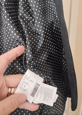 42 Beden gri Renk Düğmeli koyu lacivert Kadın Keten Blazer