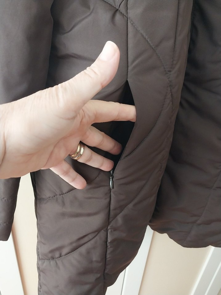 Kadın kahverengi Kapitone Fermuarlı Mont - Görsel 2