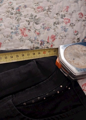 Düğmeli siyahKadın Kot Pantolon - Görsel 5