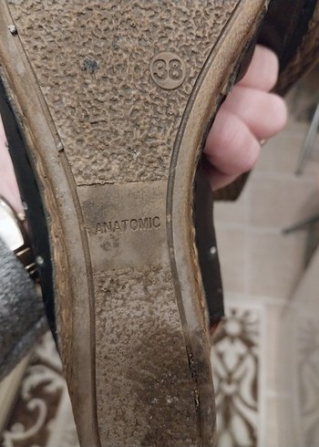 Siyah taşlı sandalet - Görsel 6