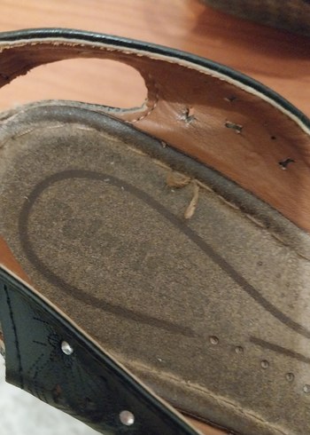 Siyah taşlı sandalet - Görsel 7